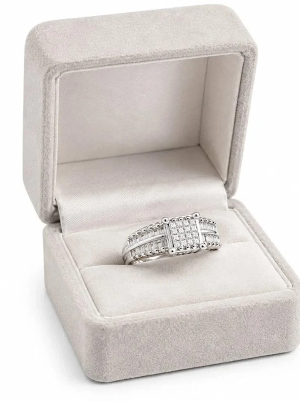 Genuine 1.10 Cts Diamonds Engagement Ring 14k White Gold
